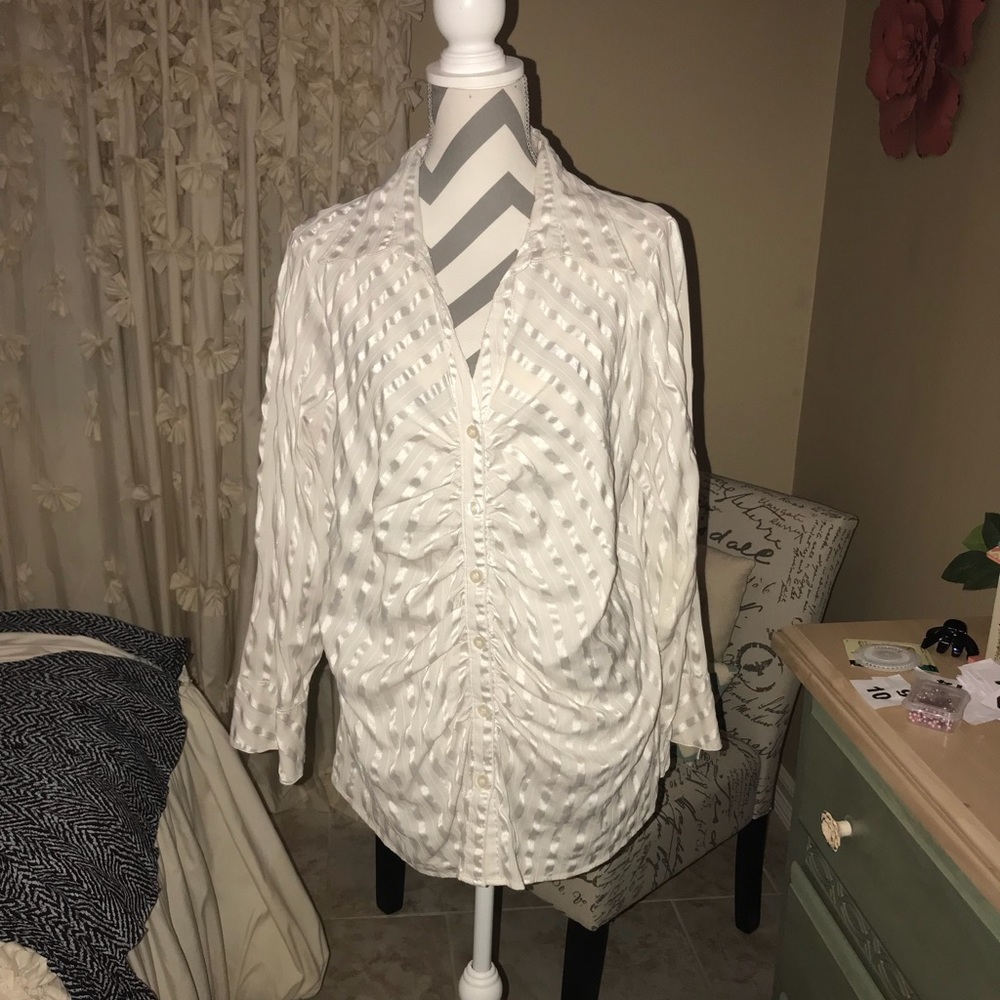 Dots 3X white striped blouse